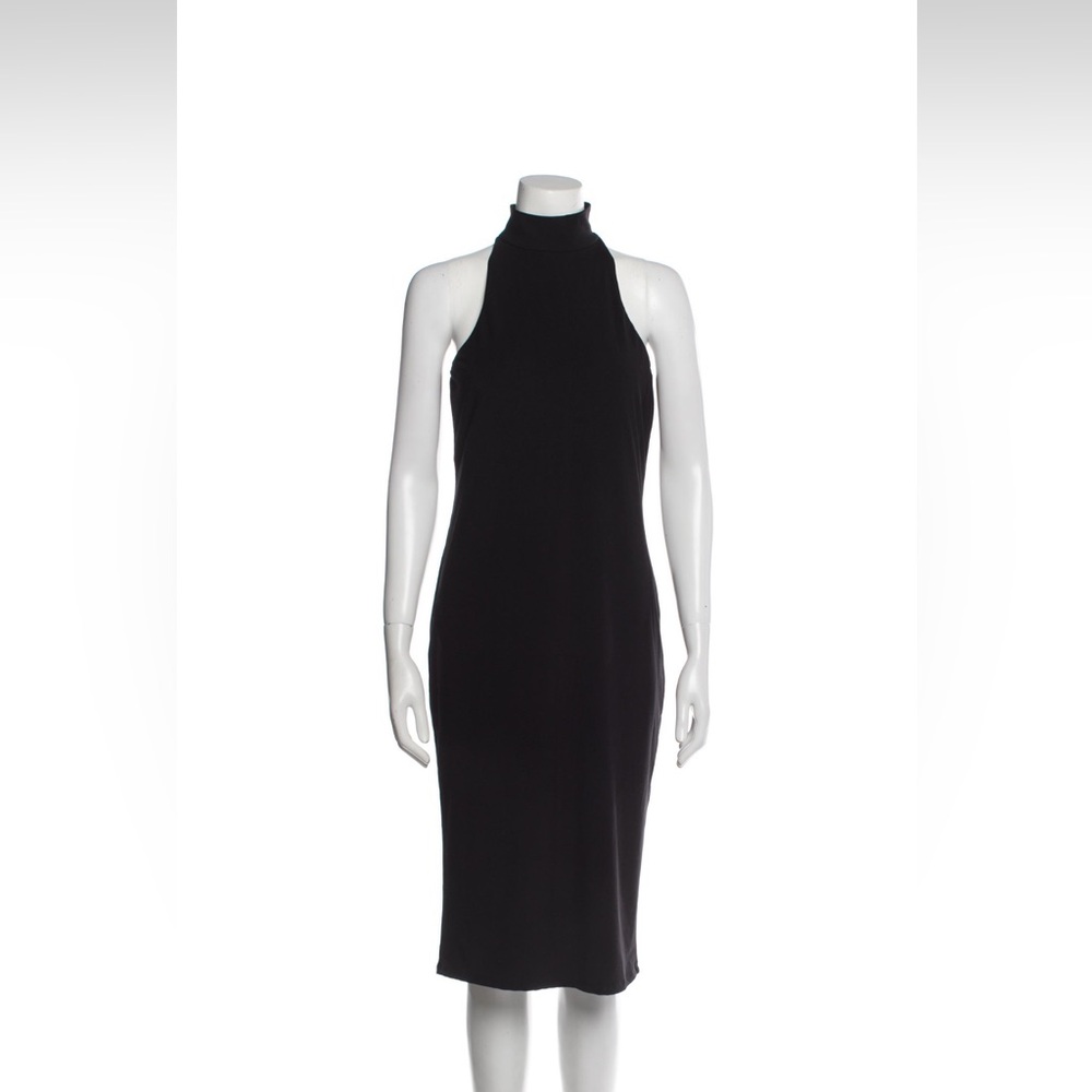 High turtleneck HATCH black jersey midi length dress